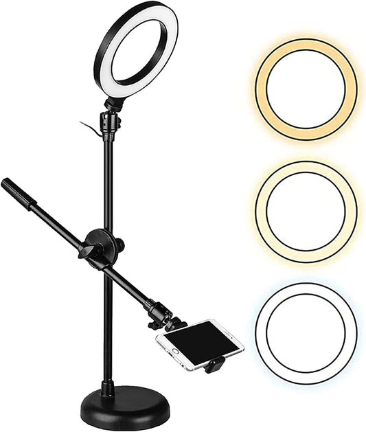 5Core 6 inch Ring Light + Cell Phone Stand Adjustable Ringlight LED w